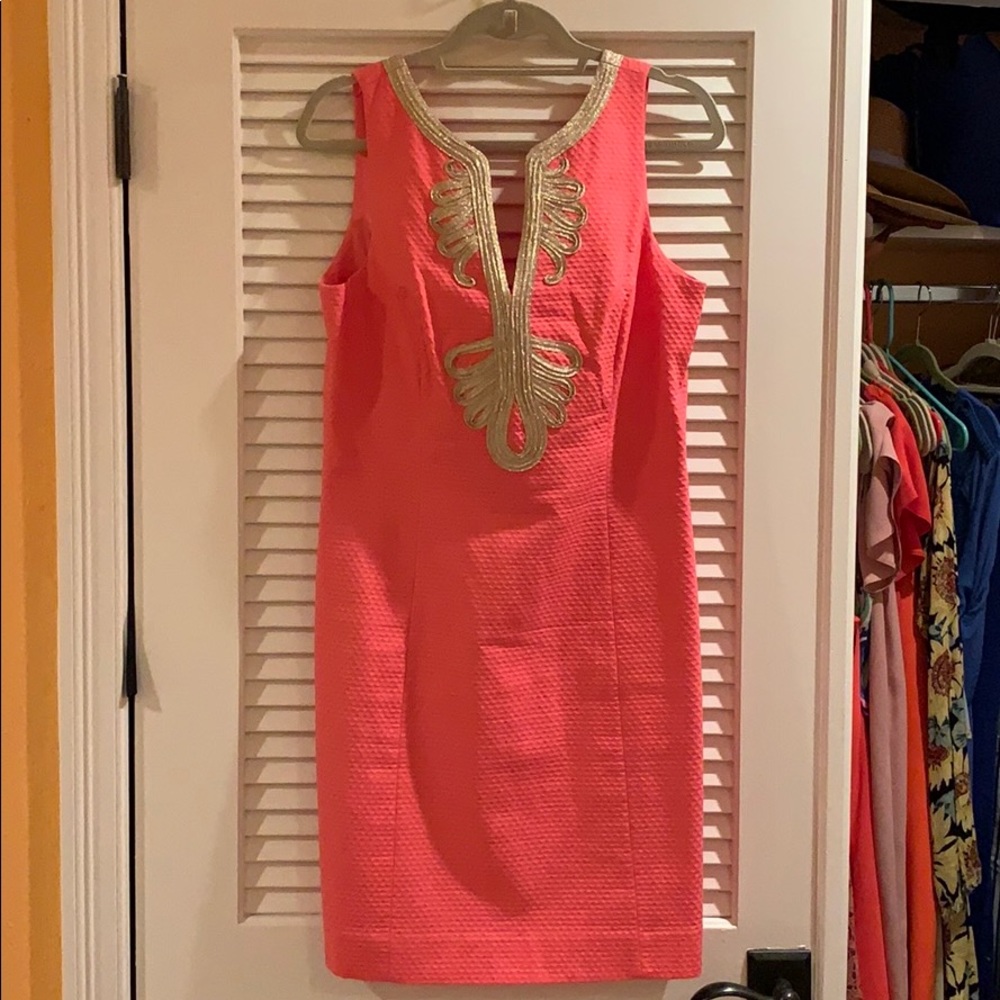Lilly Pulitzer - Pink & Gold Shift Dress - size 12